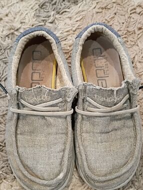 Hey Dude Light Gray Canvas Slip-On Loafers